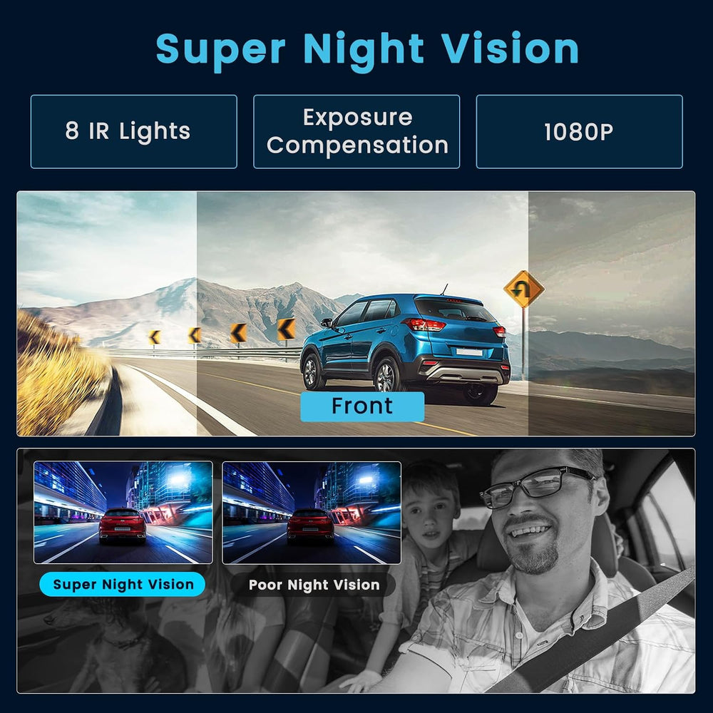 4 Channel Dash Cam 360° Front Rear Inside Left Right with WiFi APP Control