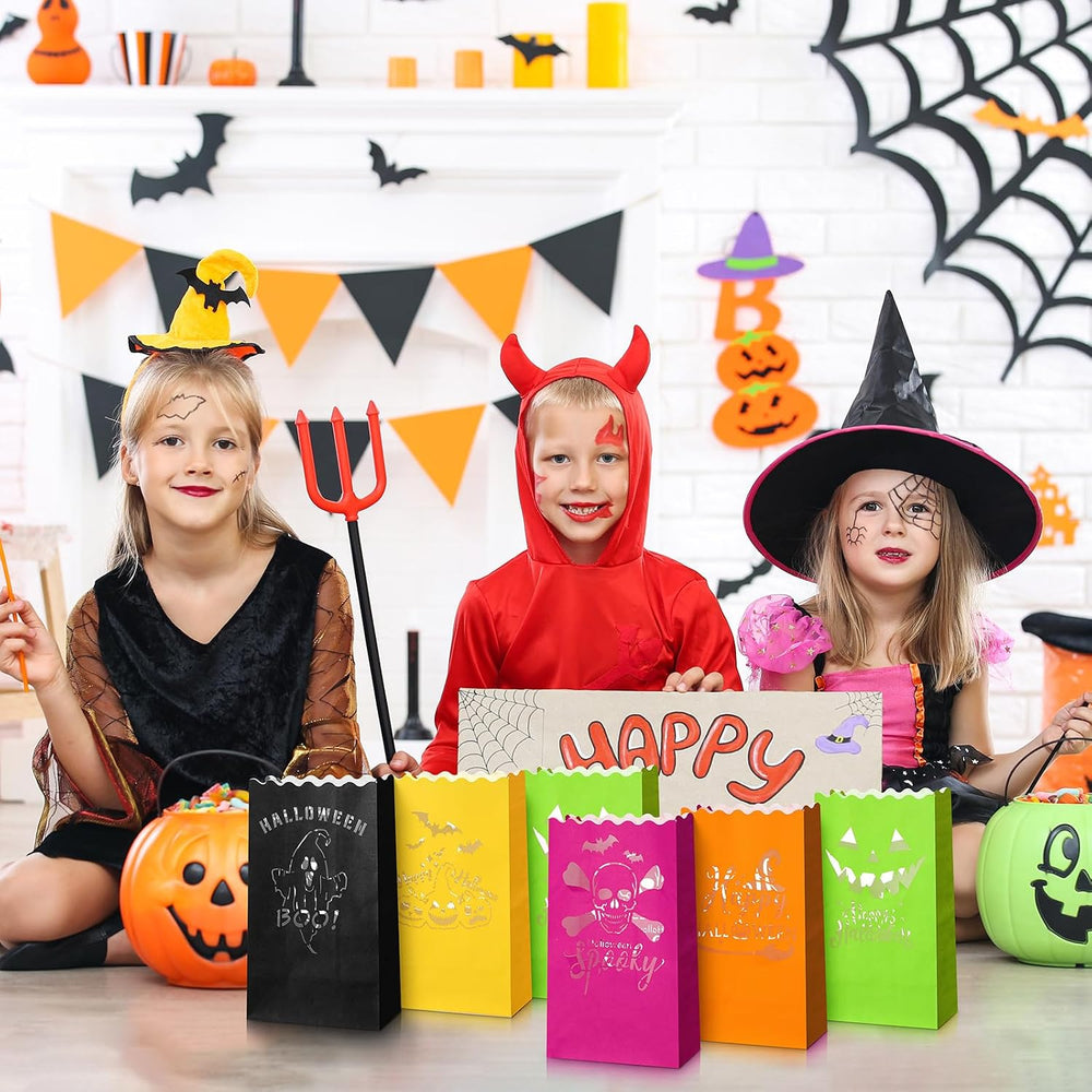 Roowest 72 Pcs Halloween Luminaries Bags with LED Lights, Flame Resistant
