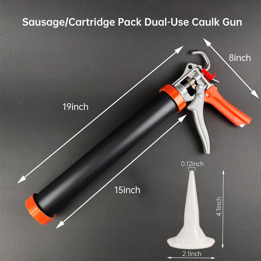 2 Pack Sausage Tube Caulk Gun,20 oz Sausage Pack/10 oz Cartridge Adhesive