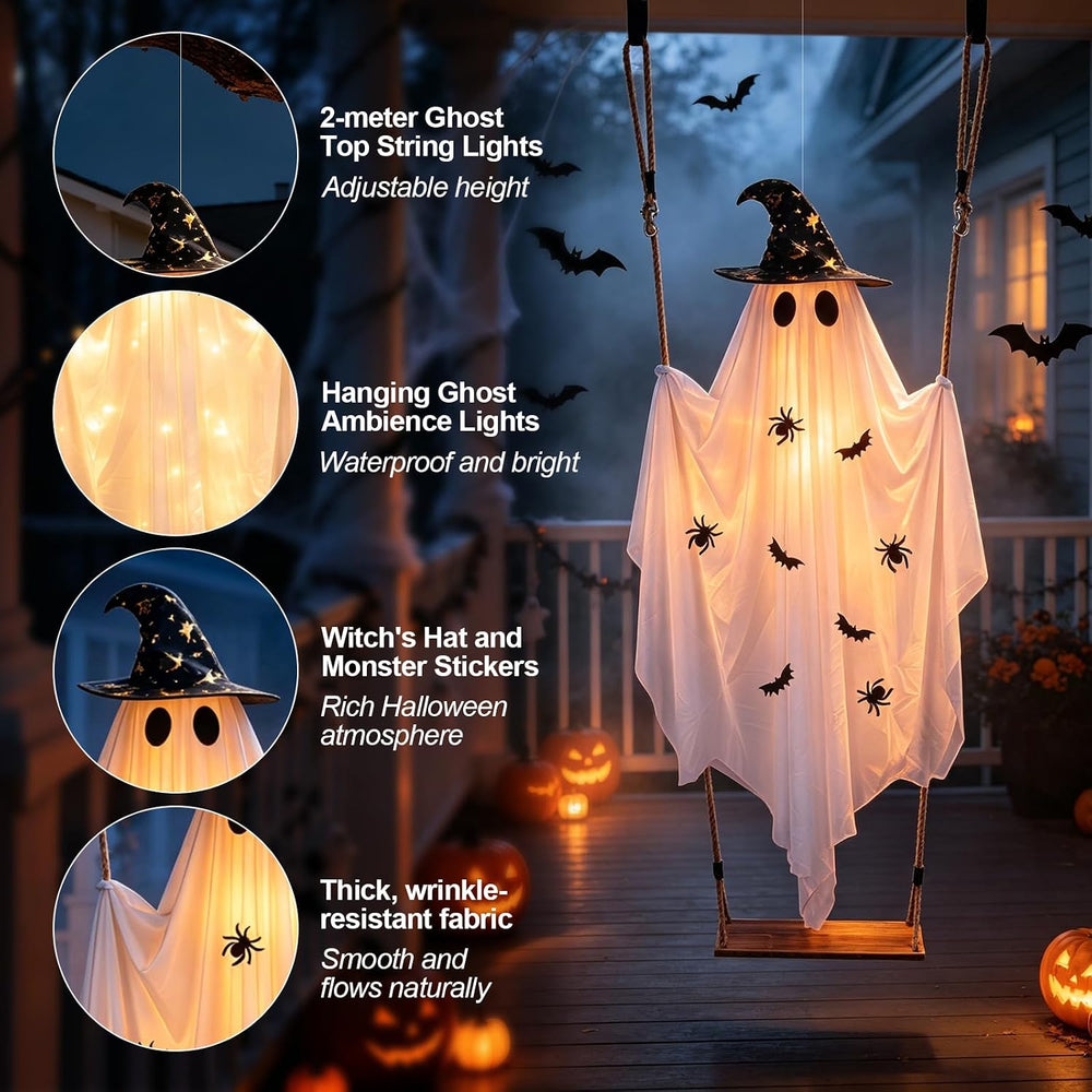 Halloween Outdoor Decorations,5 FT Large Hanging Swing Ghost
