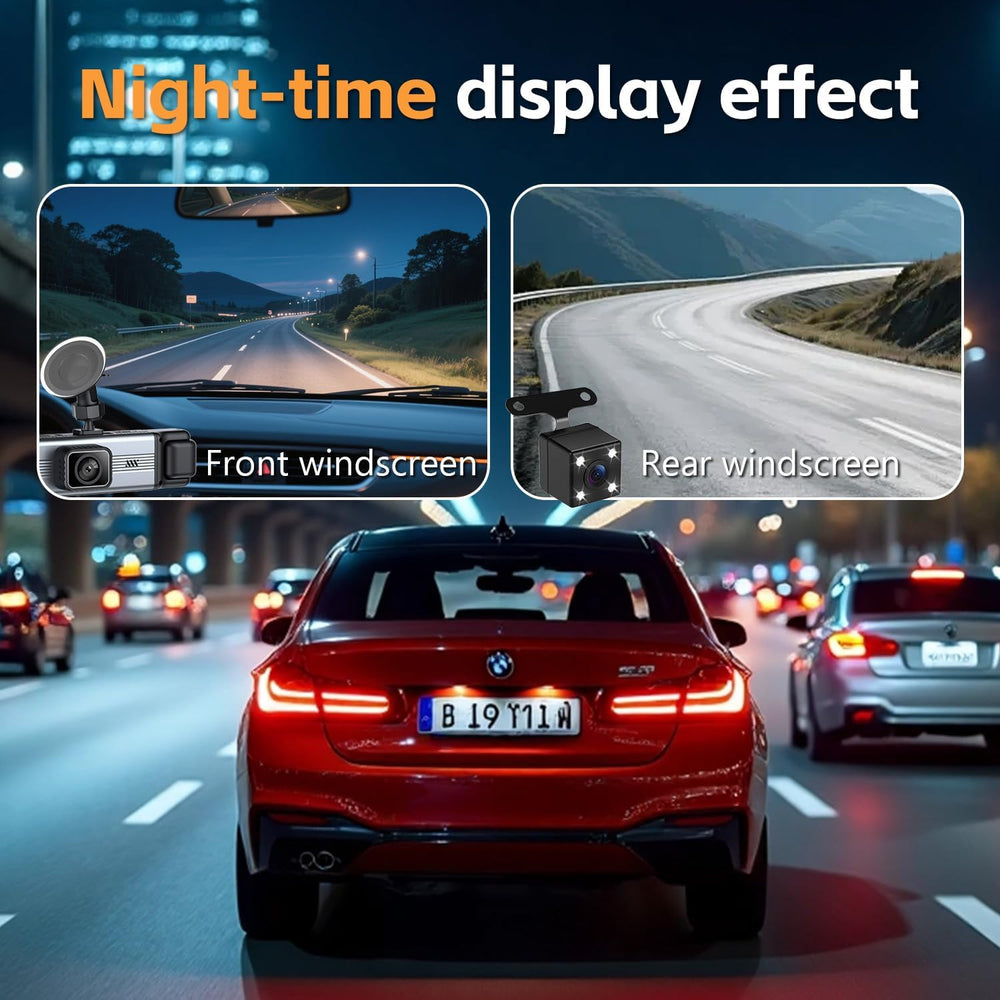 4 Channel 360ยฐ Dash Cam Front and Rear Inside, 64GB Card Included