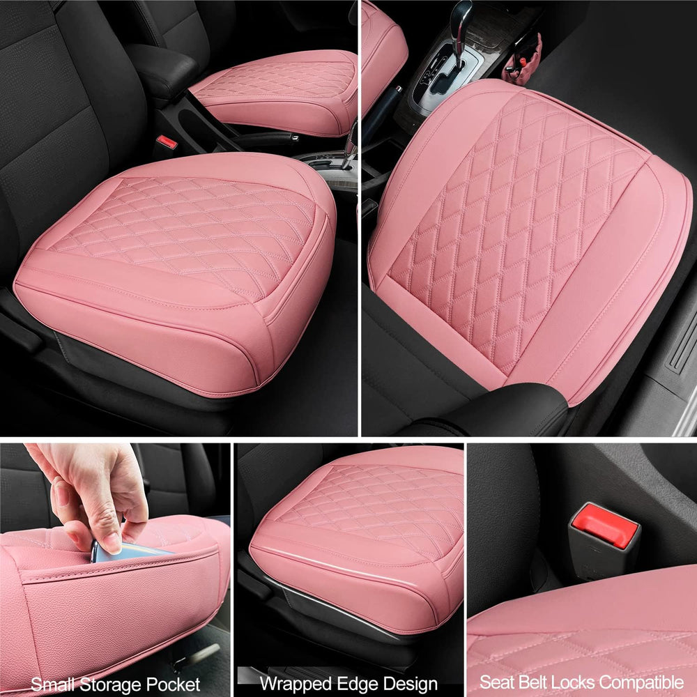 BEITK 2 Pack Leather Front Car Seat Bottom Covers Pink