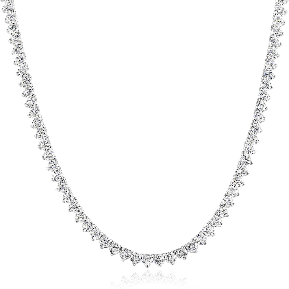Graduated Tennis Necklace for Women Men 18K White Gold Plated 5A 4.0mm 3 Pron...