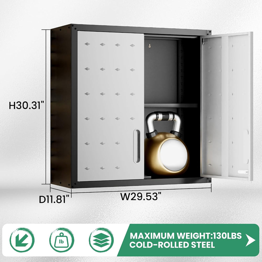 Garage Wall Cabinet,29.5" W Wall Mounted Garage Cabinets with Adjustable...