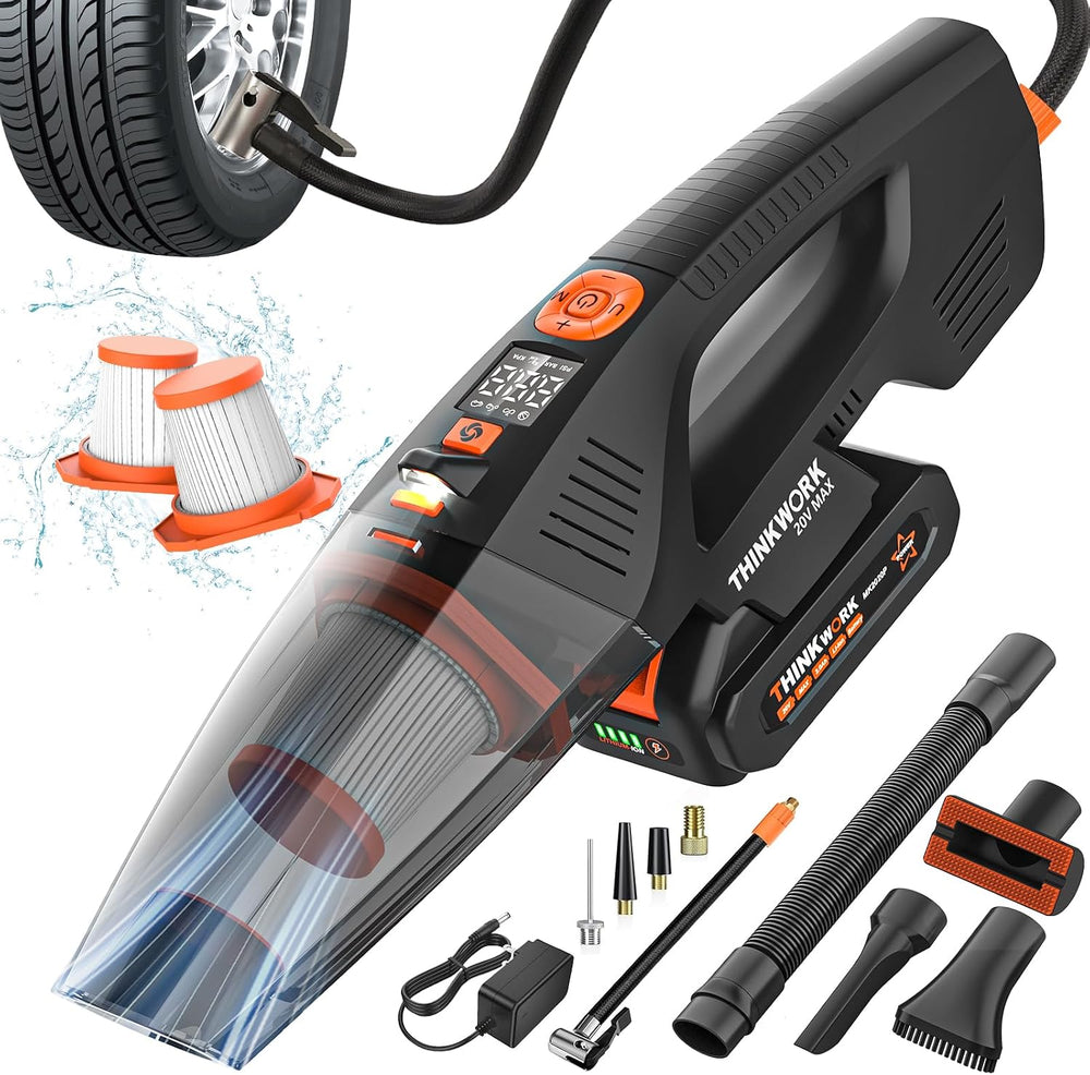 THINKWORK 20V Car Vacuum & Air Compressor, Dual Function High Power Handheld