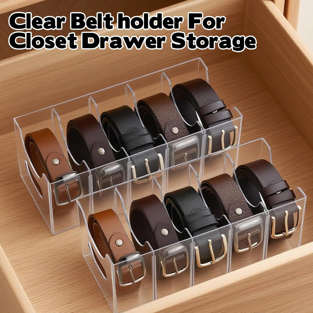 3 Pack Acrylic Belt Organizer Clear Stackable Belt Storage Holder Purse Organ...