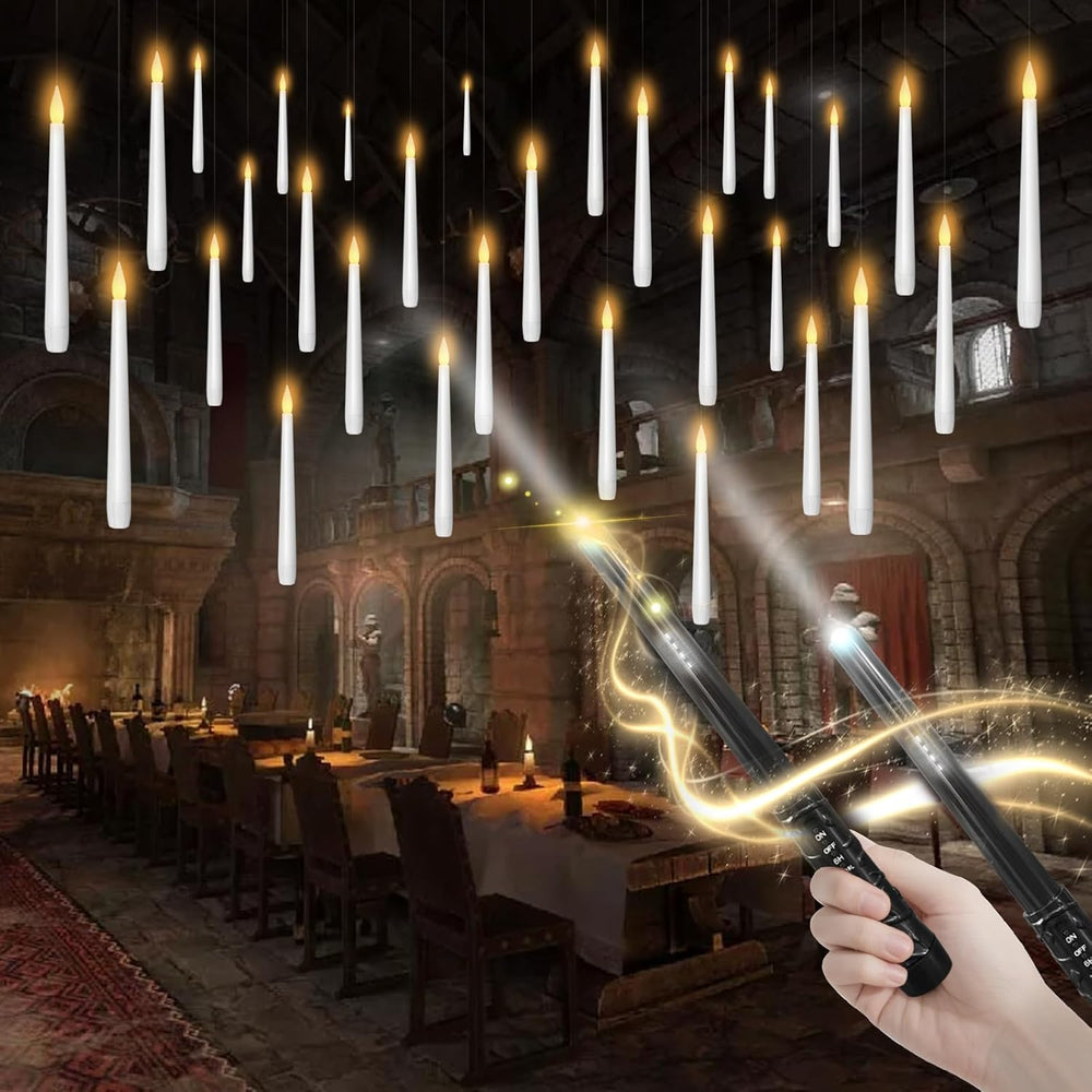 kakoya Flameless Floating Candles with Wand๏ผ30 Pcs Magic LED Hanging Taper Ca...