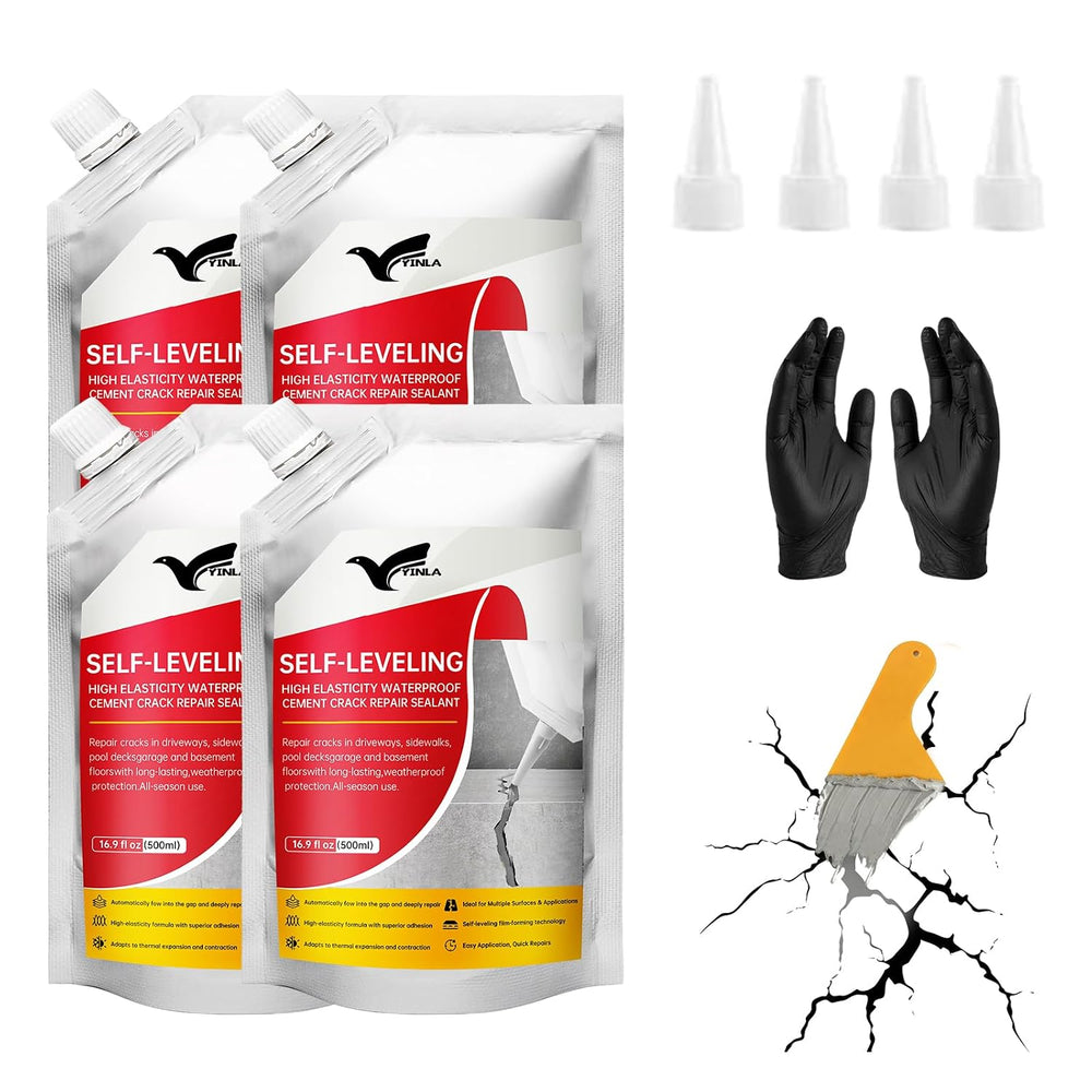 Concrete Crack Filler, 4PC High Elasticity Self-Leveling Sealant - Waterproof...