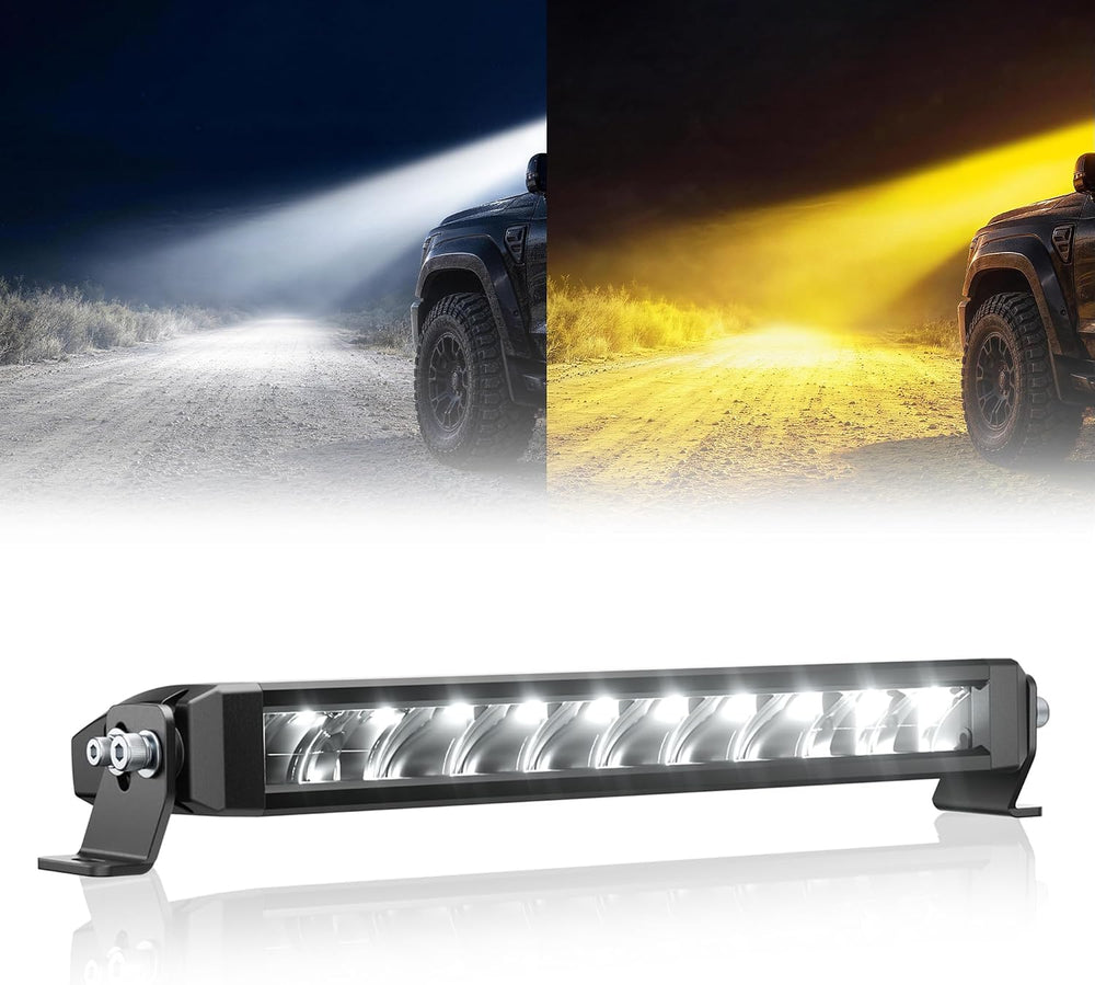 White Amber LED Light Bar 12โ100W Slim Off Road Auxiliary Light