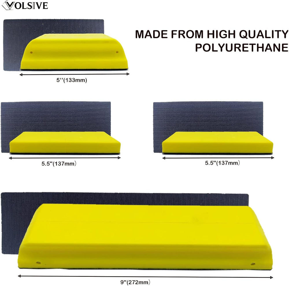 VOLSIVE 7pcs Hand Sanding Block Set, Rectangle Handheld Sanding Pad, Hook and...