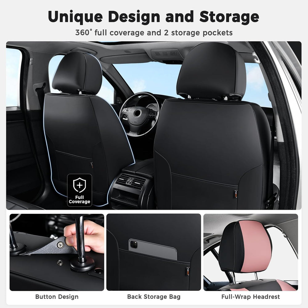 Huidasource Car Seat Covers Full Set 5 Seats, Faux Leather Seat Covers with H...