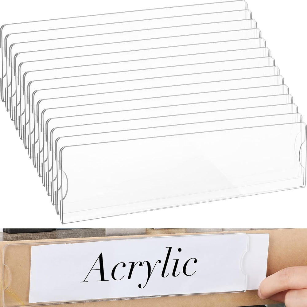 100 Sets 2 x 8 Inch Acrylic Wall Name Plate Holder Clear Plastic Sign Holder ...