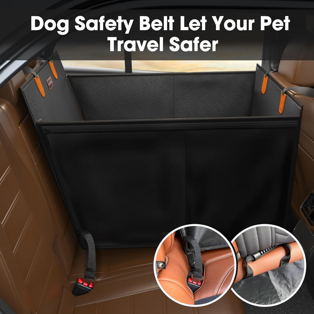 FURTIME Large Dog Car Seat, Upgraded PU Leather Back Seat Extender with Hard ...