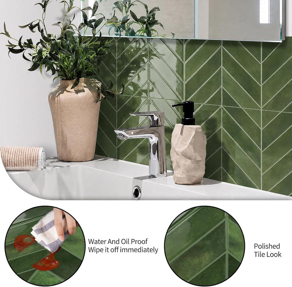 10 Sheets Thicker Herringbone Peel and Stick Backsplash