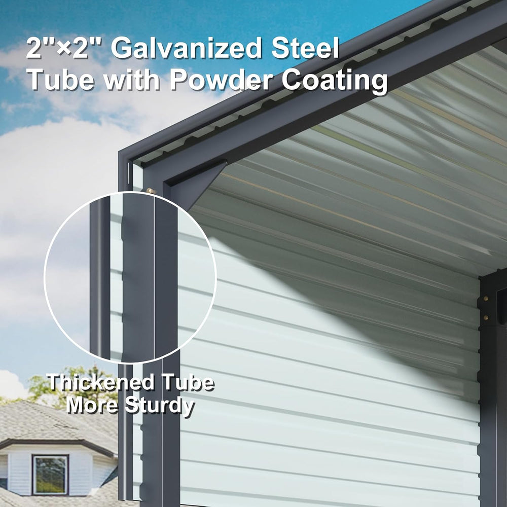 12ร20 FT Carport, 2"x2" Reinforced Frame & 29-Gauge Leak-Resist...