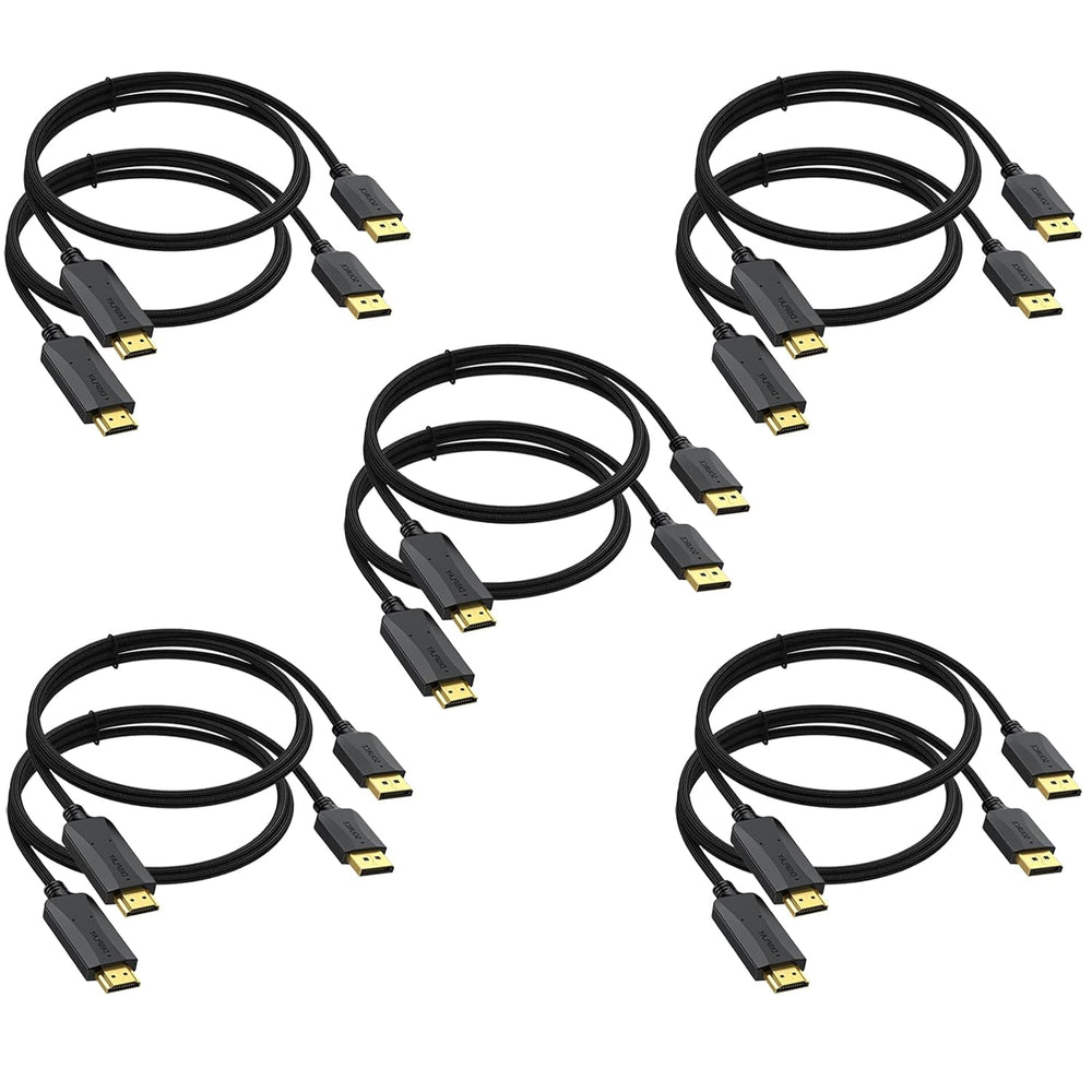 4K DisplayPort to HDMI Cable 10-Pack, 6 Feet Braided, Unidirectional