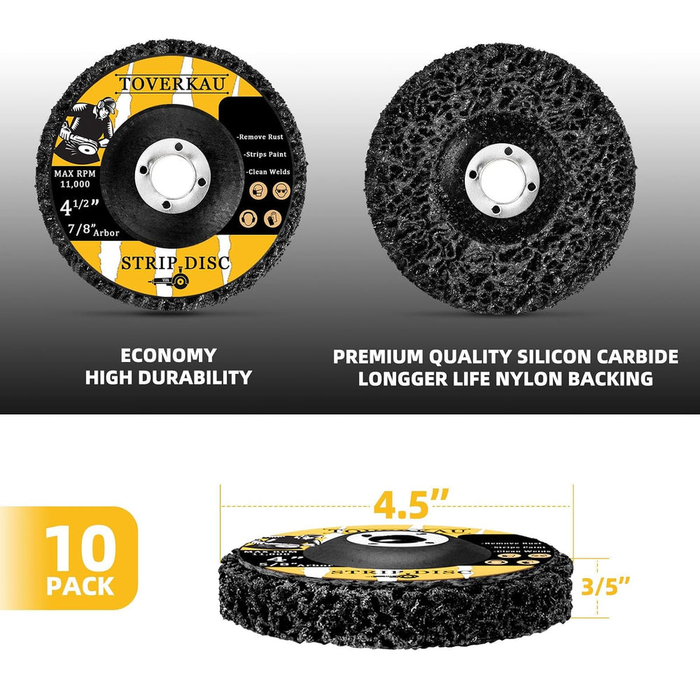 10 Pack 4.5 inch Strip Discs for Angle Grinder, Wire Stripping Wheel Paint Re...