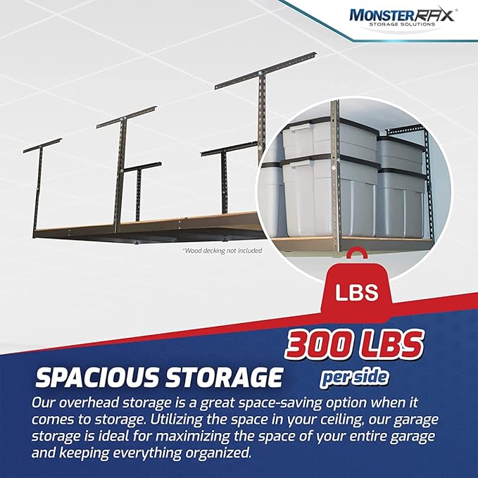 MonsterRax 4x8 Overhead Storage Rack Frame Kit