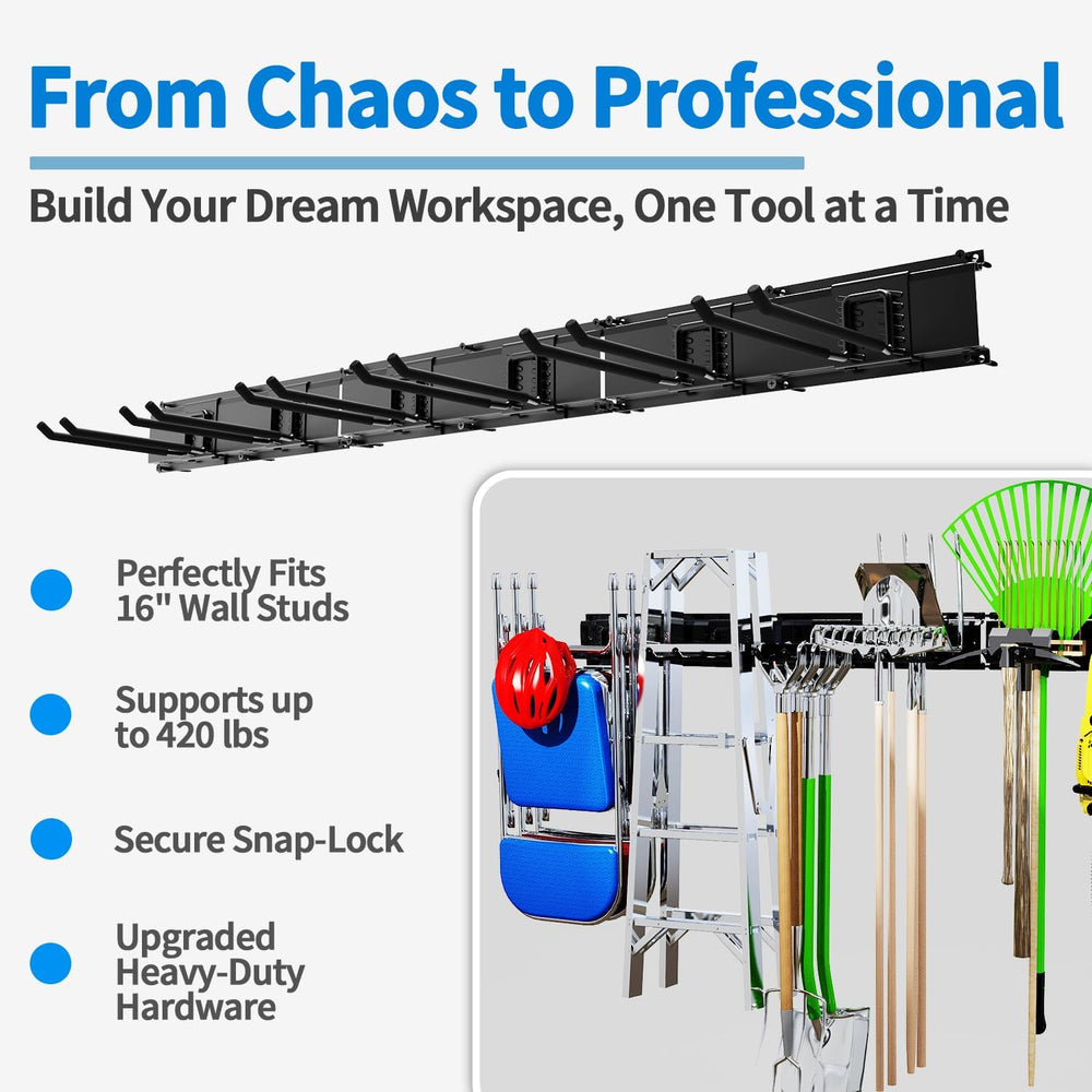 Garage Tool Organizer Wall Mount, 48" Heavy Duty Wall Tool Organizer Rac...