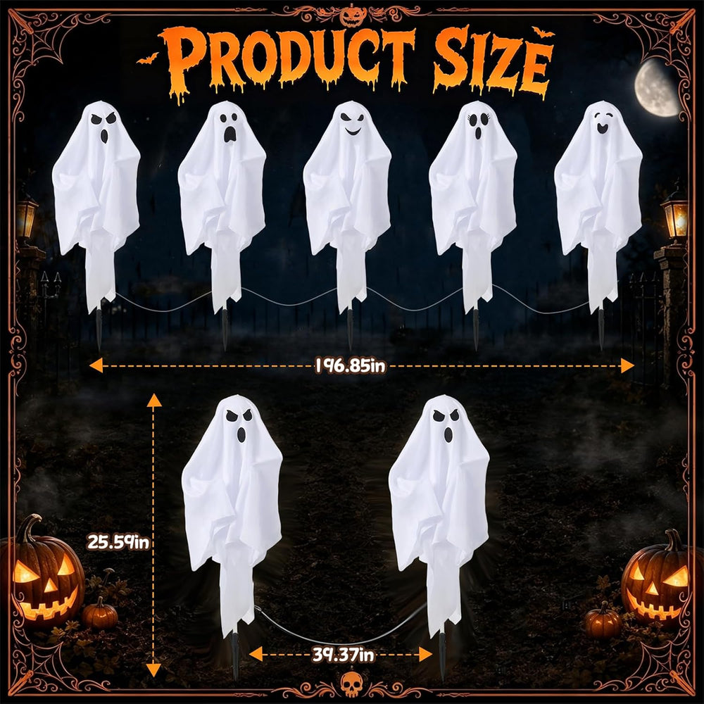 5 Pack Halloween Decorations Outdoor - Solar Ghost Light for Yard Decor