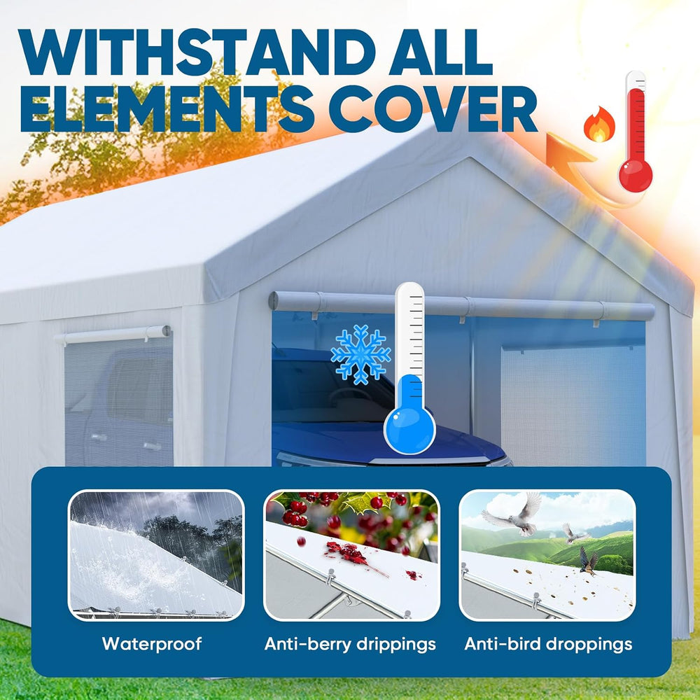 Quictent 10x20 ft Heavy Duty Carport, Reinforced Galvanized Outdoor Garage Ca...