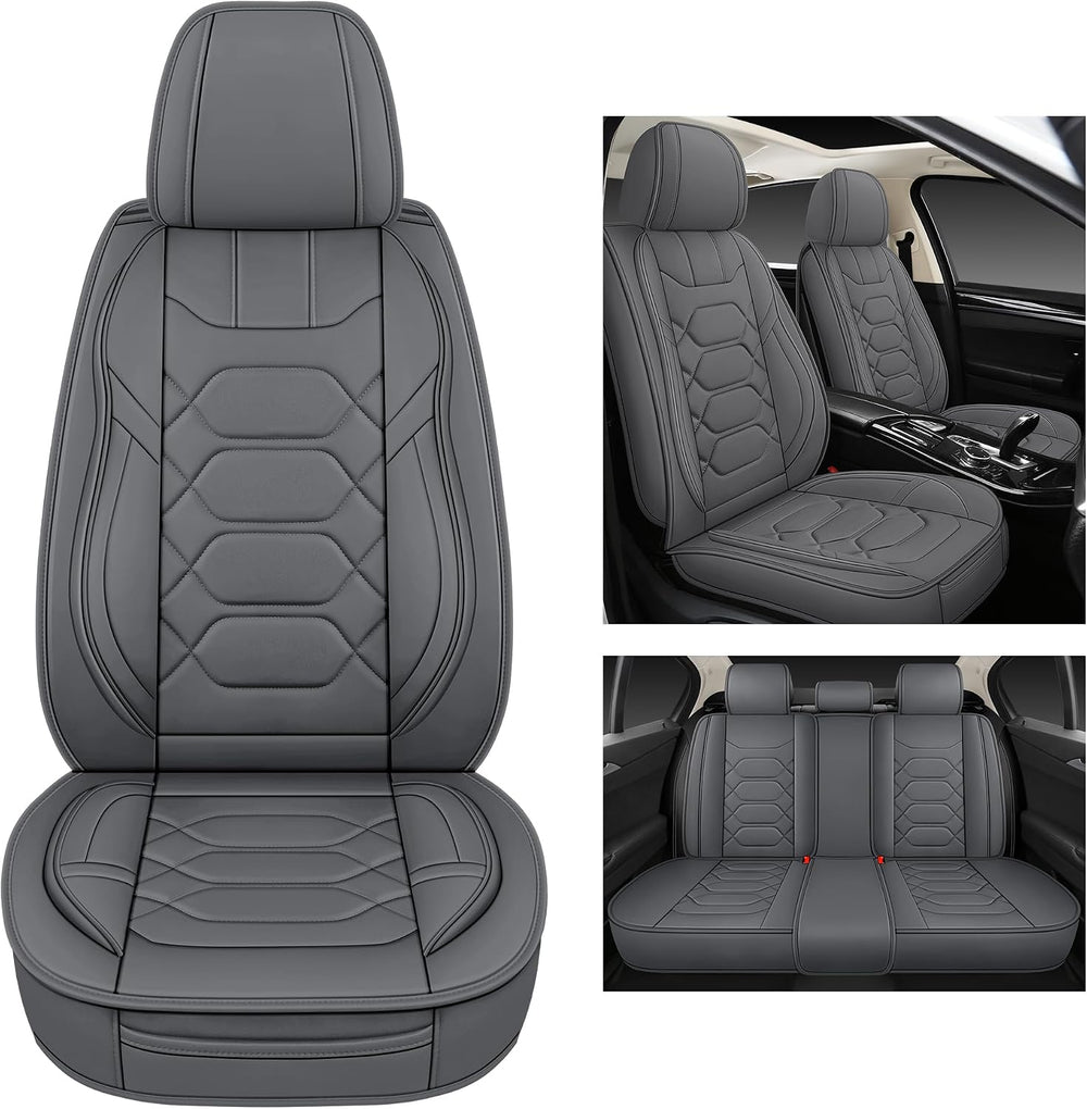 Pariitadin Leather Car Seat Covers Full Set, Waterproof Breathable Faux Leath...
