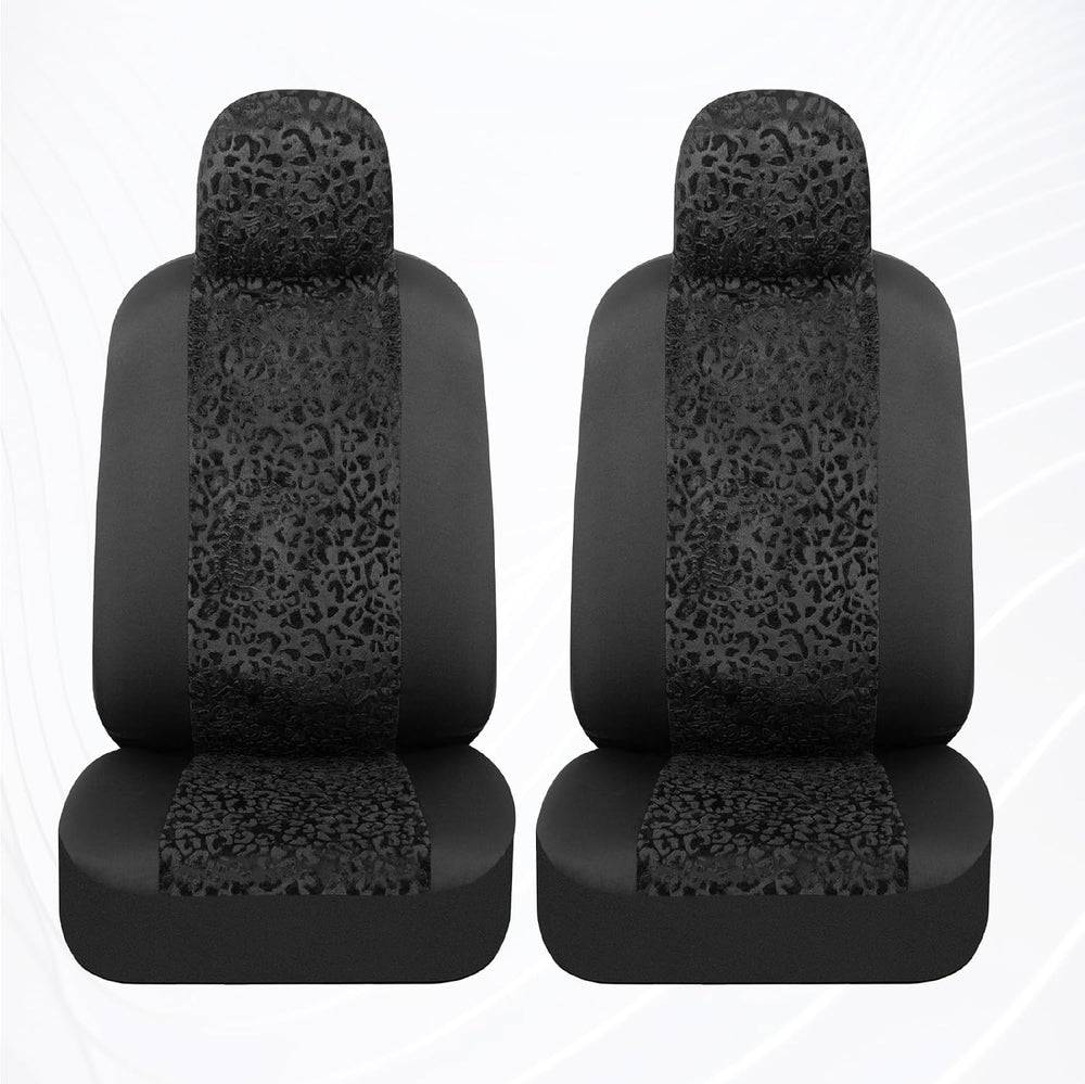 BDK Black Leopard Car Seat Covers for Front Seats, Animal Print Front Seat Co...