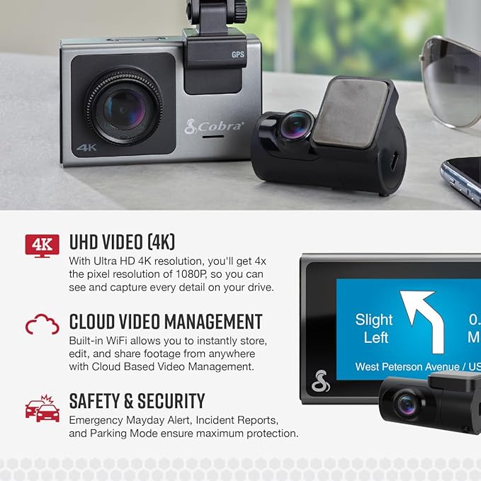 Bundle of Cobra SC 400D Smart Dash Cam