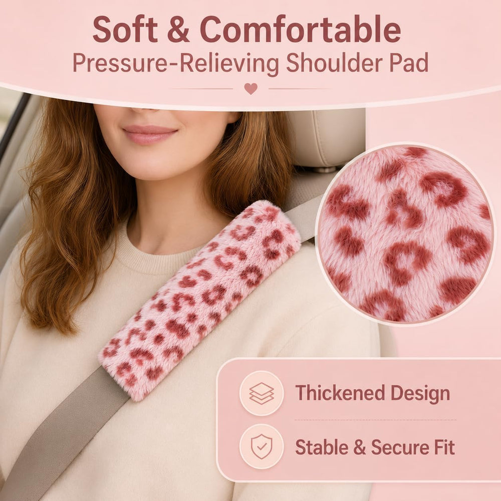 10PCS Pink Leopard Print Car Accessories for Women, Cute Cheetah Print Set wi...