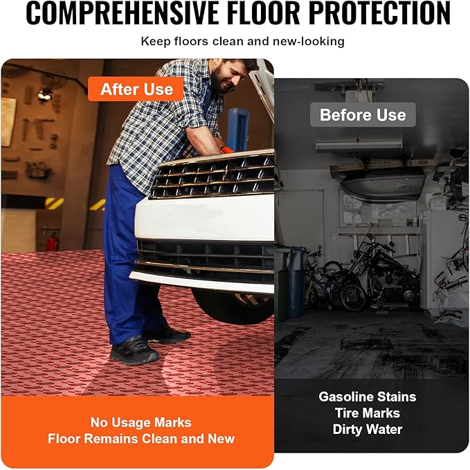 VEVOR Interlocking Garage Floor Covering Tiles, 50 Pack, Double-Sided Texture