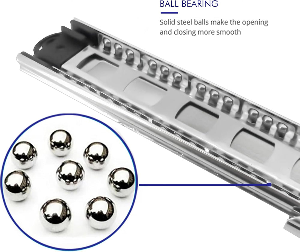6 Pairs of 14 Inch Hardware 3-Section Full Extension Ball Bearing Side Mount ...