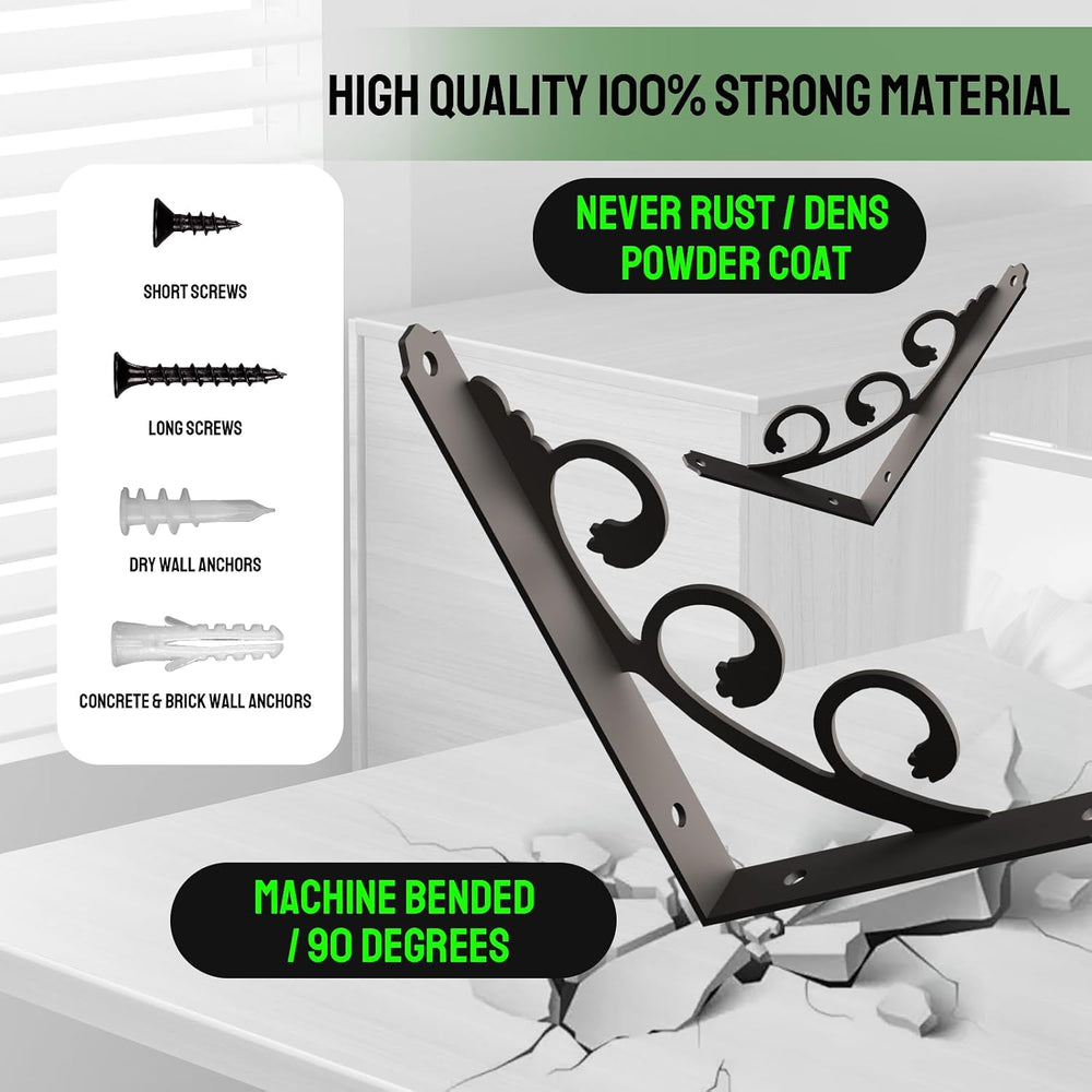 L Shelf Brackets for 10" - 12" Board, Floating Shelf Bracket Heavy ...