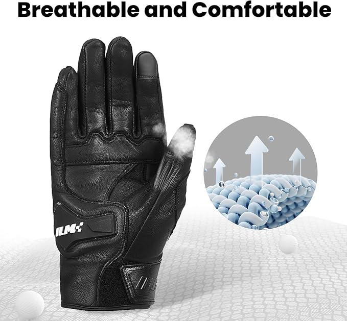 ILM Goatskin Leather Motorcycle Motorbike Powersports Racing Gloves Touchscreen