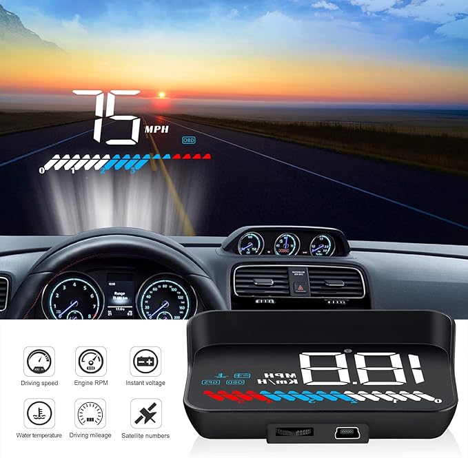 Heads up Display for Cars Car HUD M7, Digital Speedometer for Car OBD/GPS Smart