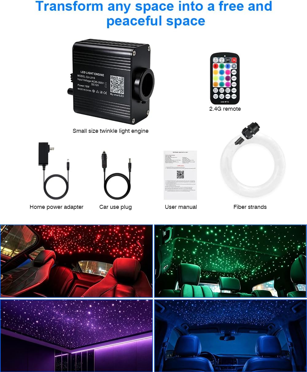 Small Size 16W Twinkle Starlight Headliner Kit - 150pcs*6.5ft/2m