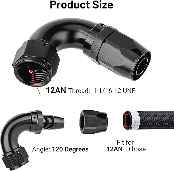 EVIL ENERGY 12AN 120 Degree One Piece Full Flow Hose End Fitting Swivel