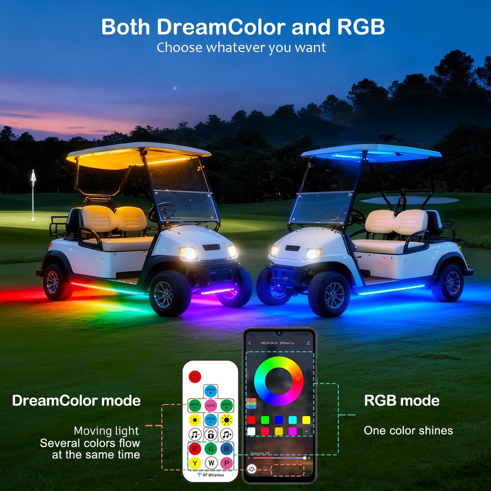 6PCS Golf Cart Underglow LED Light Kit with Built-in 12V-80V Reducer & Ca...