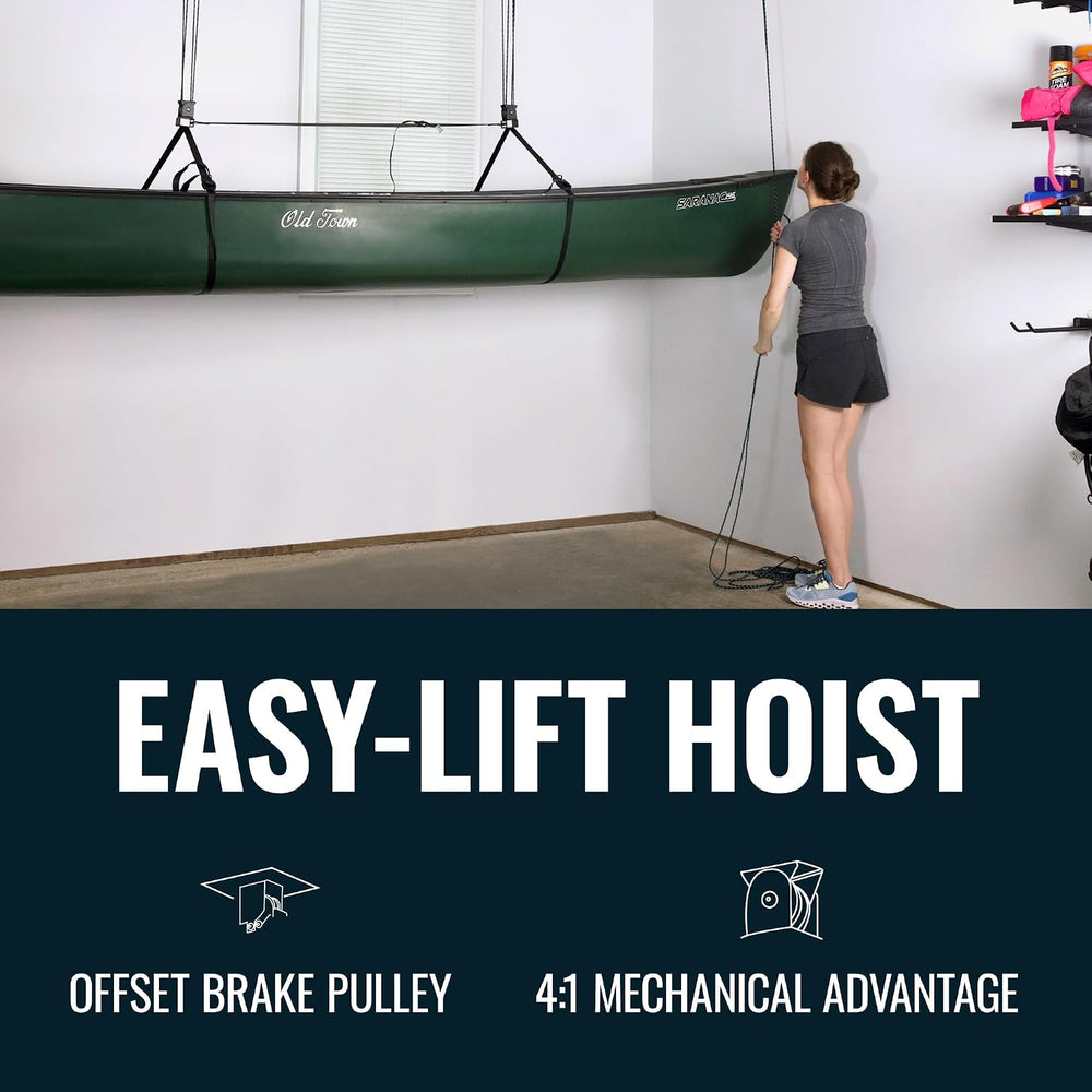 Teal Triangle Canoe Hoist, EasyLift Garage Pulley System, Holds 150 lbs