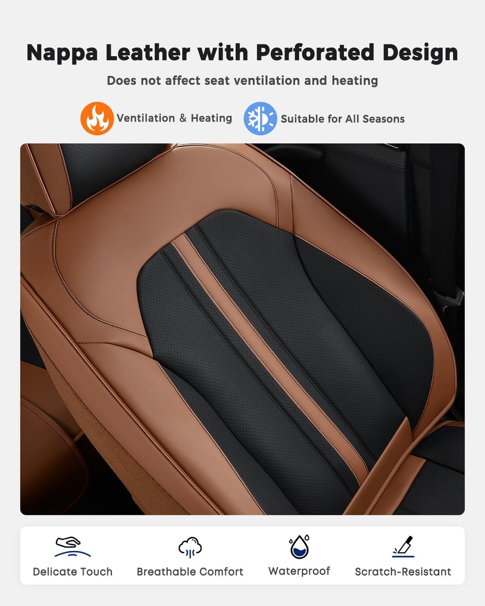 Huidasource Car Seat Covers Full Set, Luxury Faux Leather Seat Covers, Velcro...