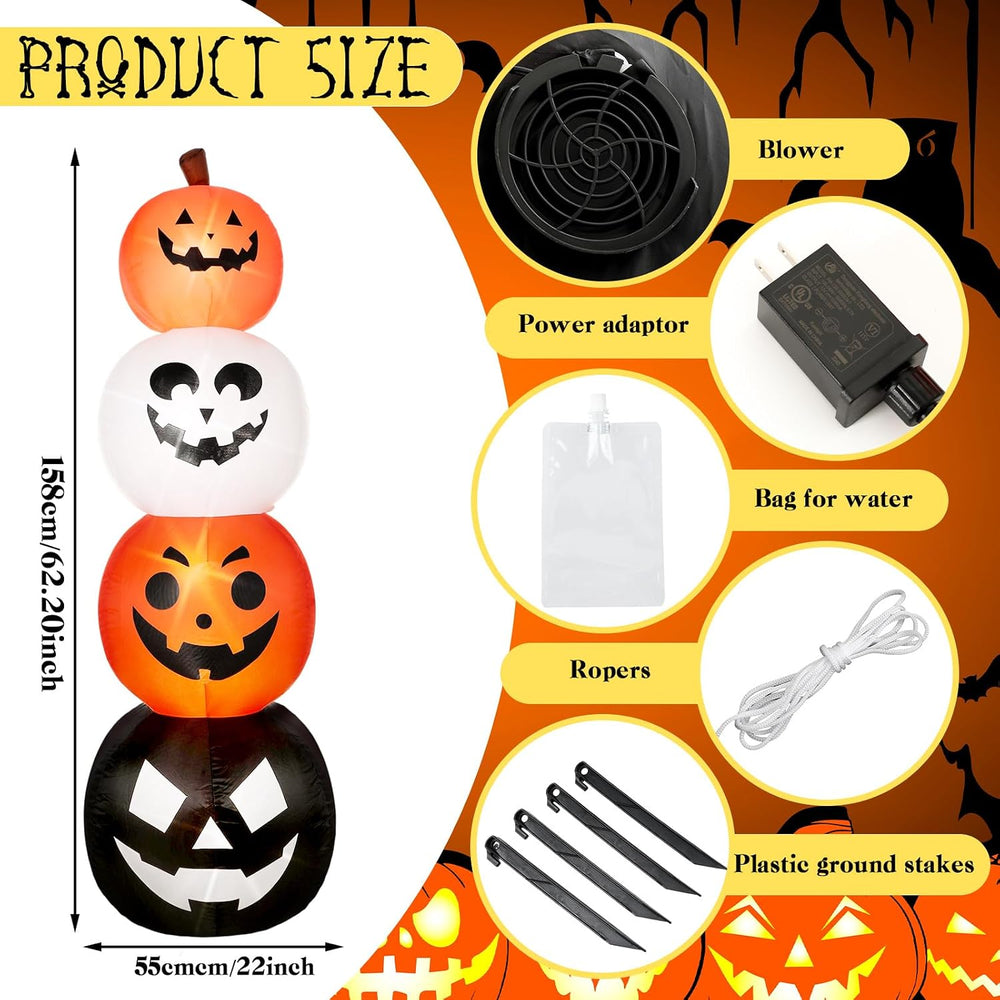 Fourluoo 2 Pcs 4.6 ft Halloween Inflatable Pumpkin Light up Yard Decor