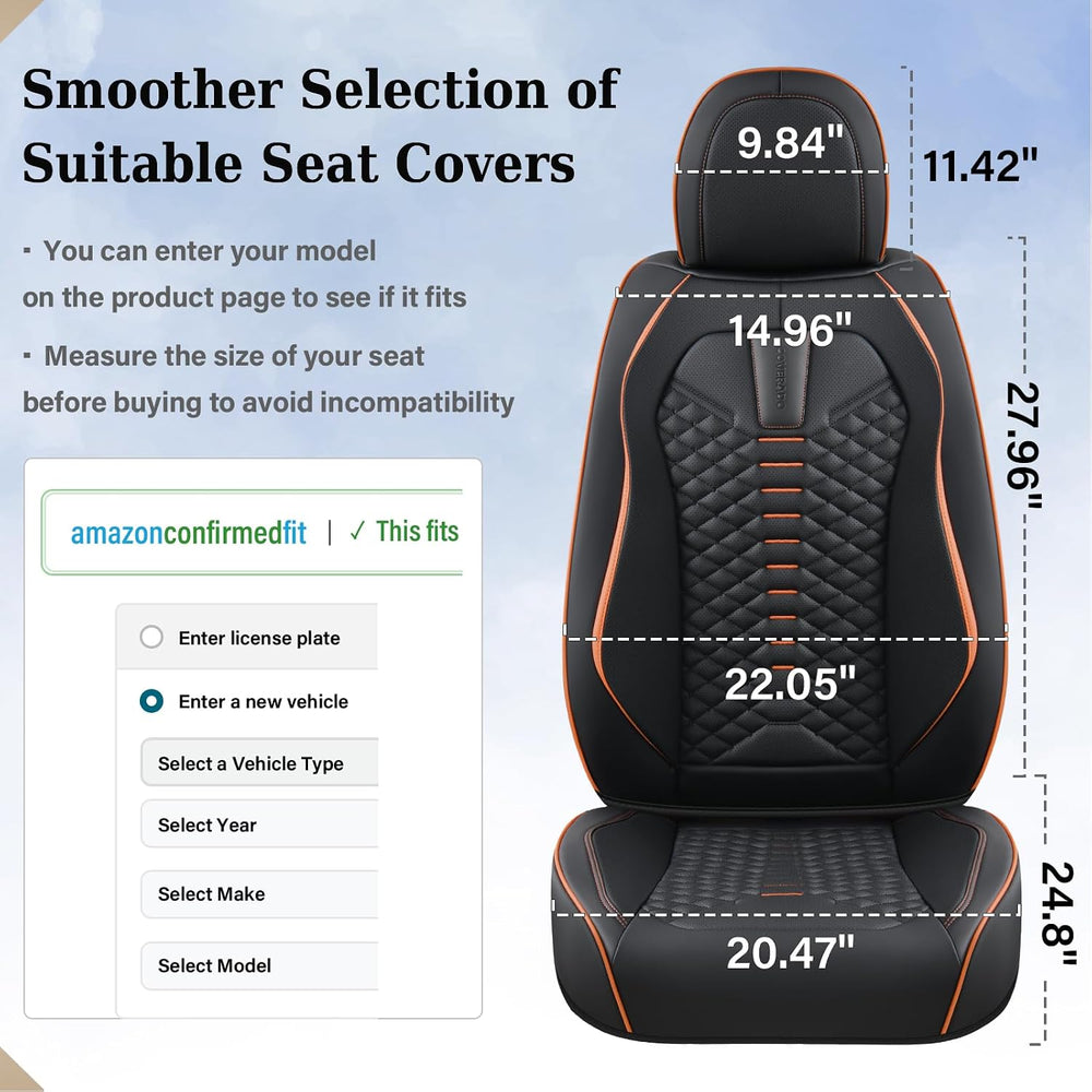 Coverado Automotive Seat Covers, Car Seat Covers Front Seats, Nappa Leather B...