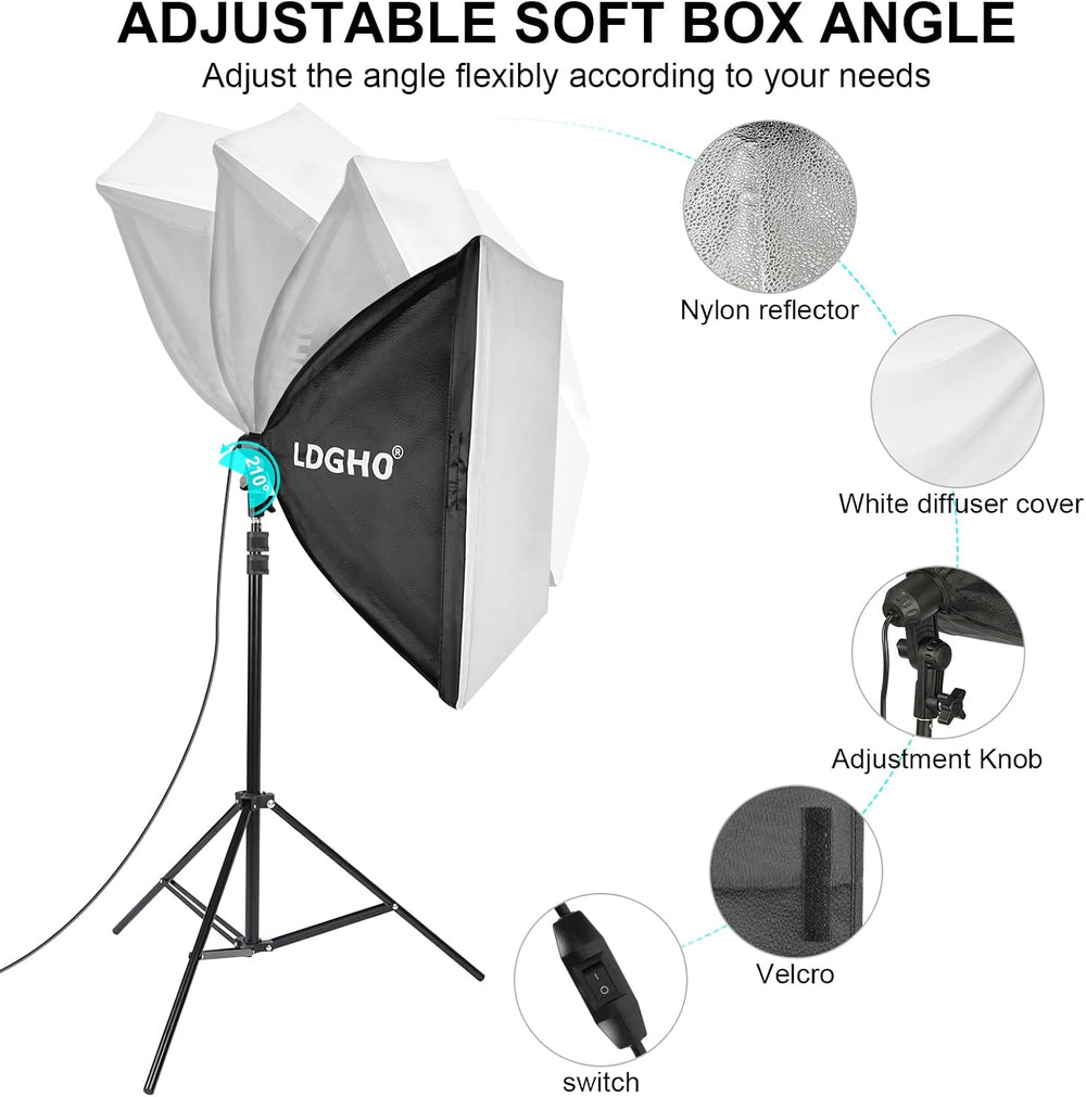 Photography Lighting kit with Backdrops, 8.5x10ft Backdrop Stands, UL Certifi...
