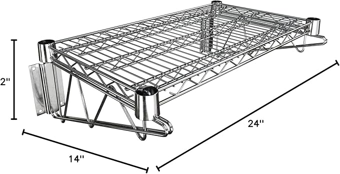14" x 24" Chrome Wire Wall Mount Shelf