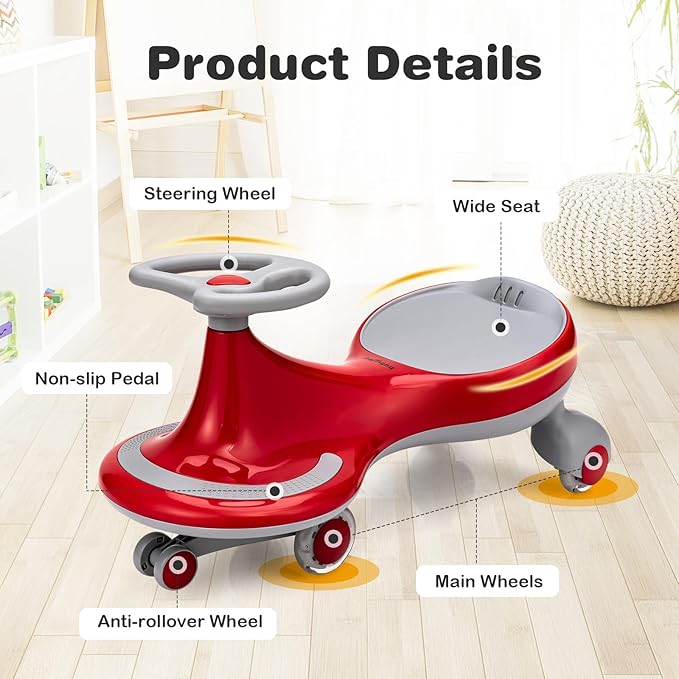 HONEY JOY Wiggle Car, 2 in 1 Swing Car