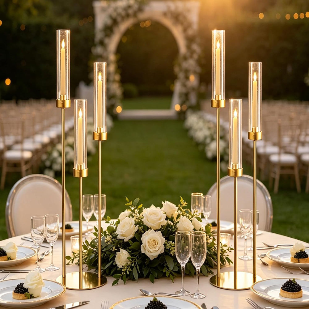 2pcs Gold Candelabra for Table Centerpieces, 33.8'' Tall 3 Arm Candle...