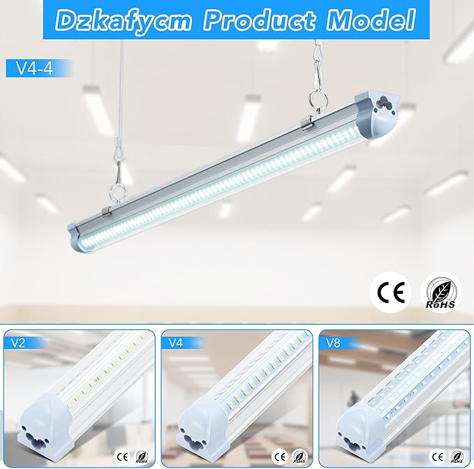 T8 LED Shop Lights 4FT, 4 Pack 60W 9600LM 6000K Daylight White, Linkable