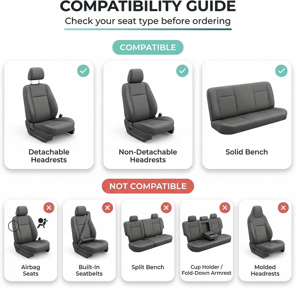 FH Group Car Seat Covers Classic Cloth Seat Covers Full Set with Gift โ Unive...