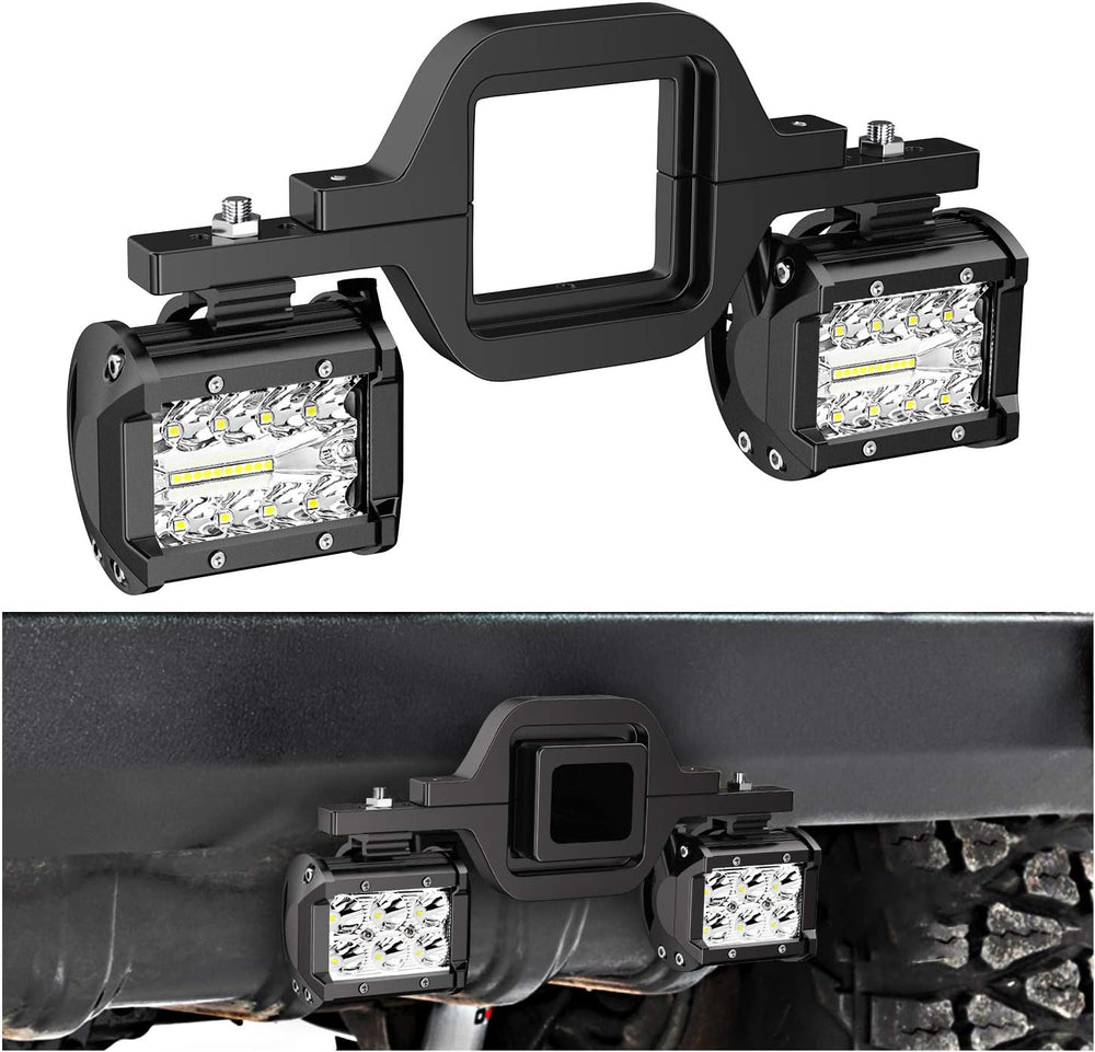 Nilight 2 Pcs 4 Inch 60W Led Pods with 2 Inch Tow Hitch Mounting Brackets Bac...