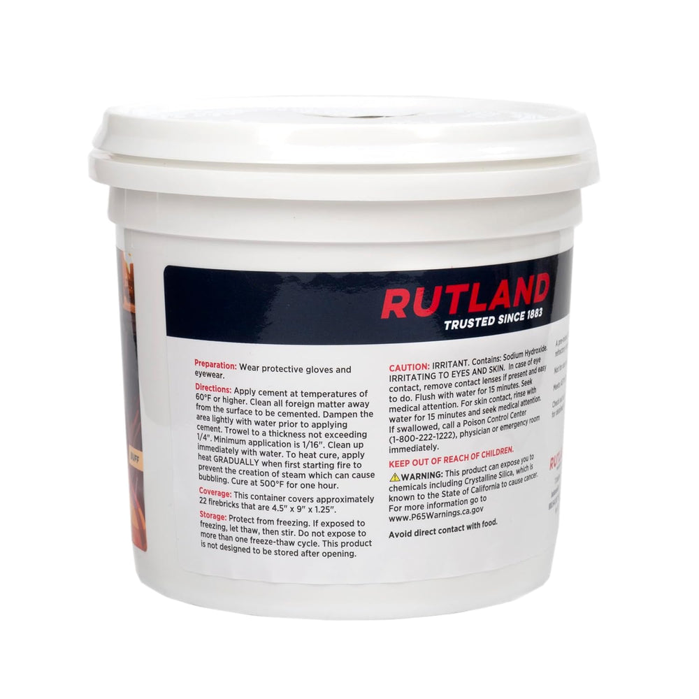 Rutland Refractory Cement 64 Oz - USA-Made High Temperature Fire Cement, Pre-...