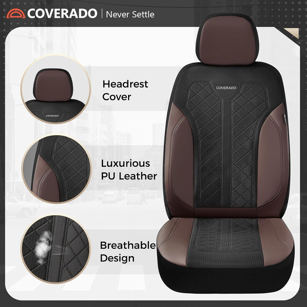 Coverado Seat Covers for Car 5 Seats, Leather Car Seat Covers Fullset, Breath...